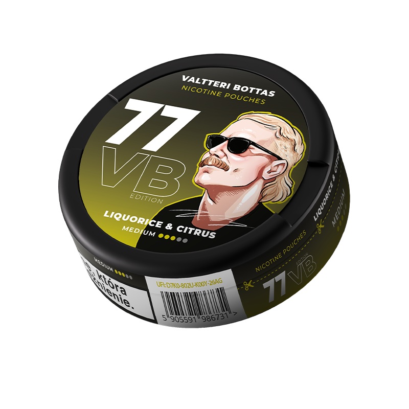 77 Nicotine Pouches Liquorice Citrus 10mg – 5 Pack
