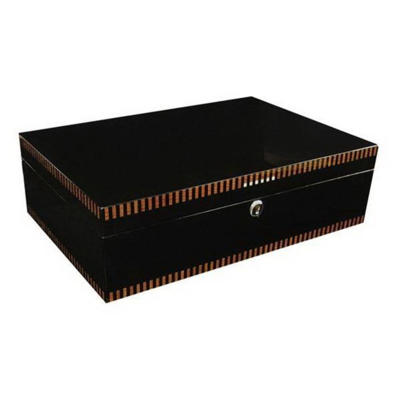 The Brynmor Black Lacquer Finish Humidor by Prestige Import Group – 120 Cigar Ct