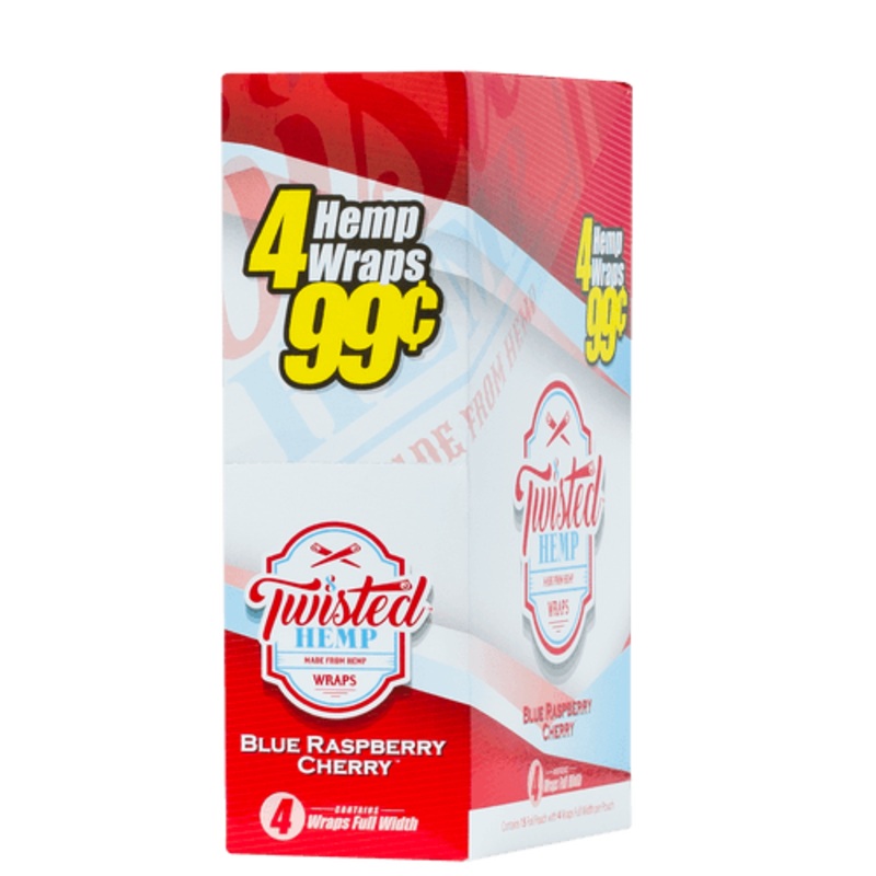 Twisted Hemp Blue Raspberry Wraps Blue Raspberry 15 Packs of 4