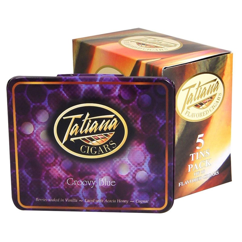 Tatiana Mini Groovy Blue Cigarillos Groovy Blue (3.5″x26) 5 Tins of 10
