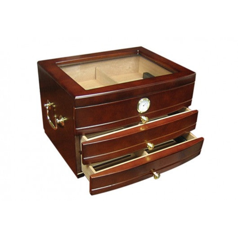 The Regent Glass Top Humidor with Drawers by Prestige Import Group – 75 Cigar ct
