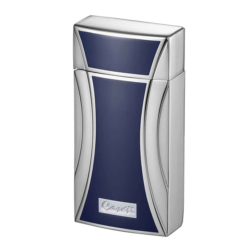 Caseti Naxos Single Jet Flame Cigar Lighter – Blue Lacquer & Chrome