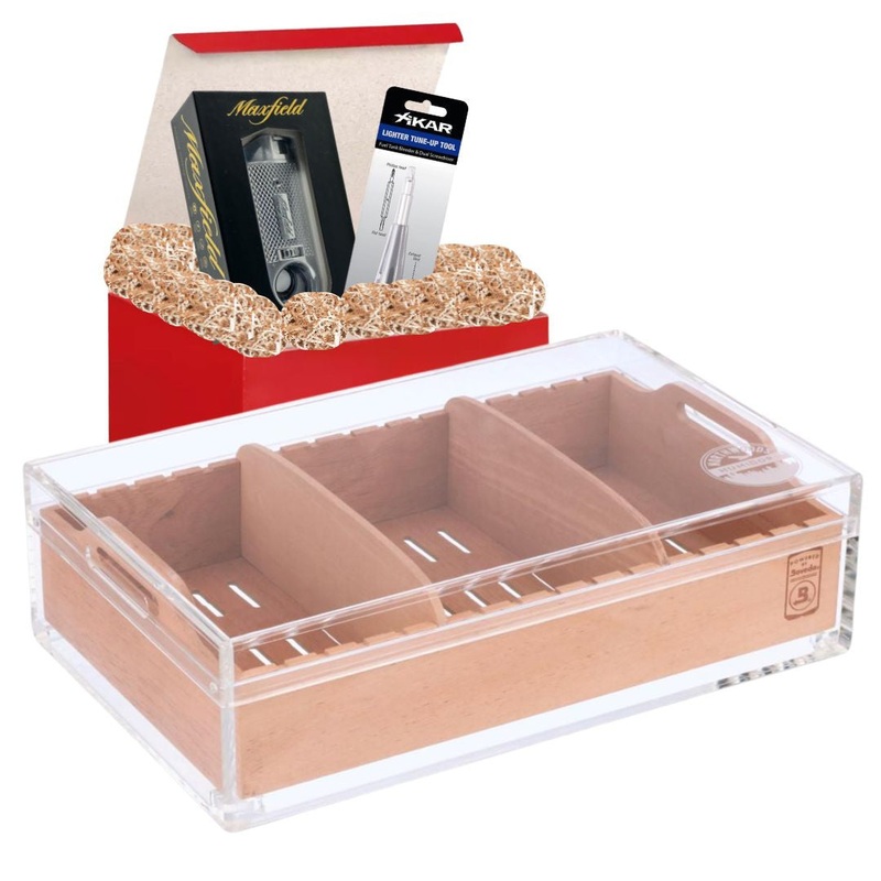 Advanced Cigar Gift Set – Large Humidor, Torch Lighter, and Tool
