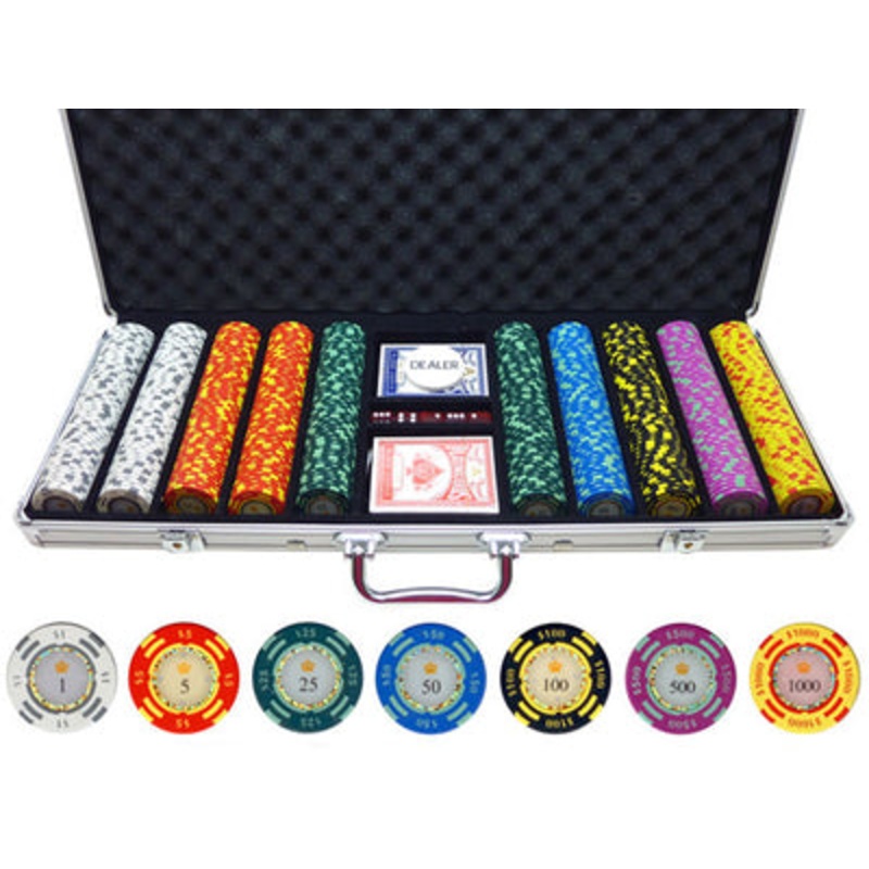13.5g 500pc Stripe Suited V2 Clay Poker Chips Set