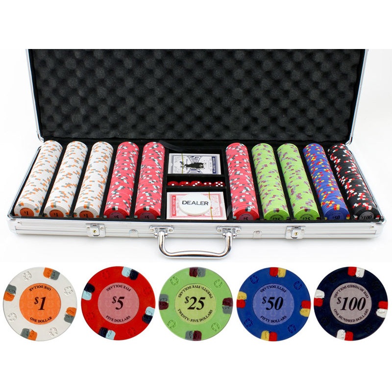 13.5g 500pc Lucky Horseshoe Clay Poker Chips Set