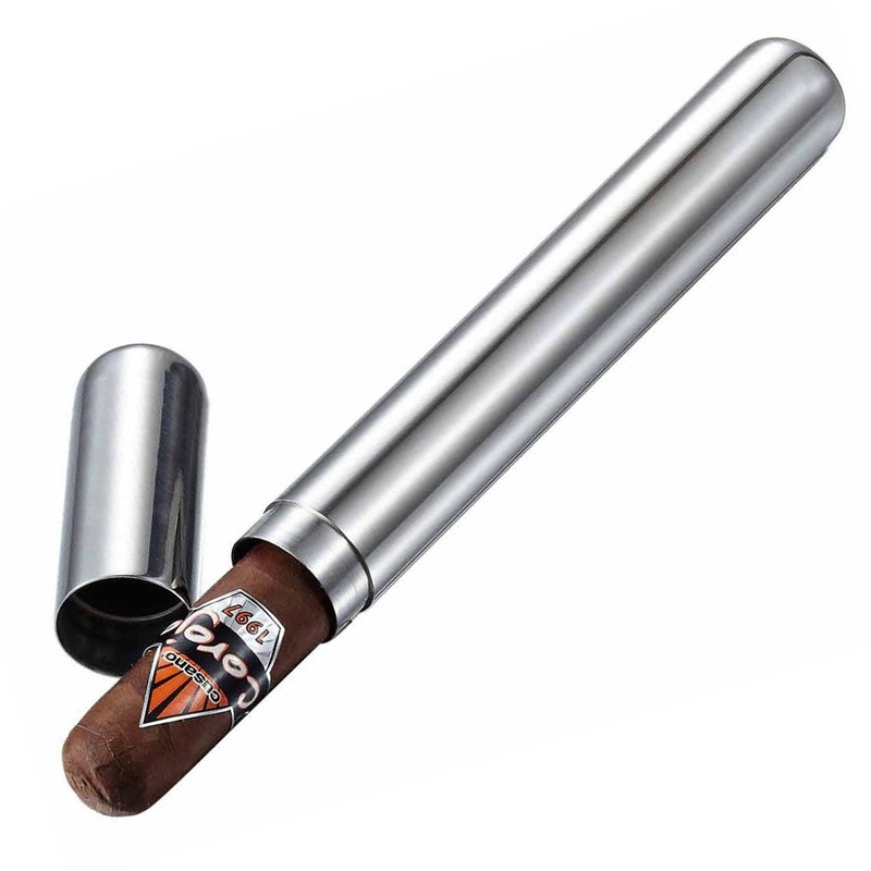 Aleco Stainless Steel 1 Cigar Tube Case