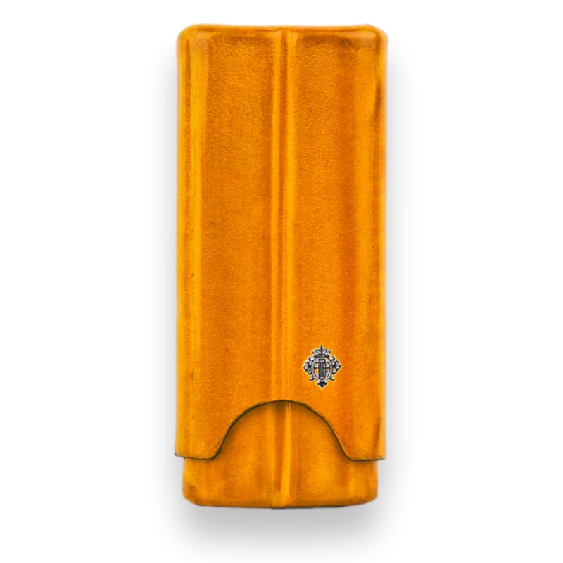 Artigiani Del Re Cuban Robusto Lounge Leather 2-Finger Cigar Cases Yellow Oriolus
