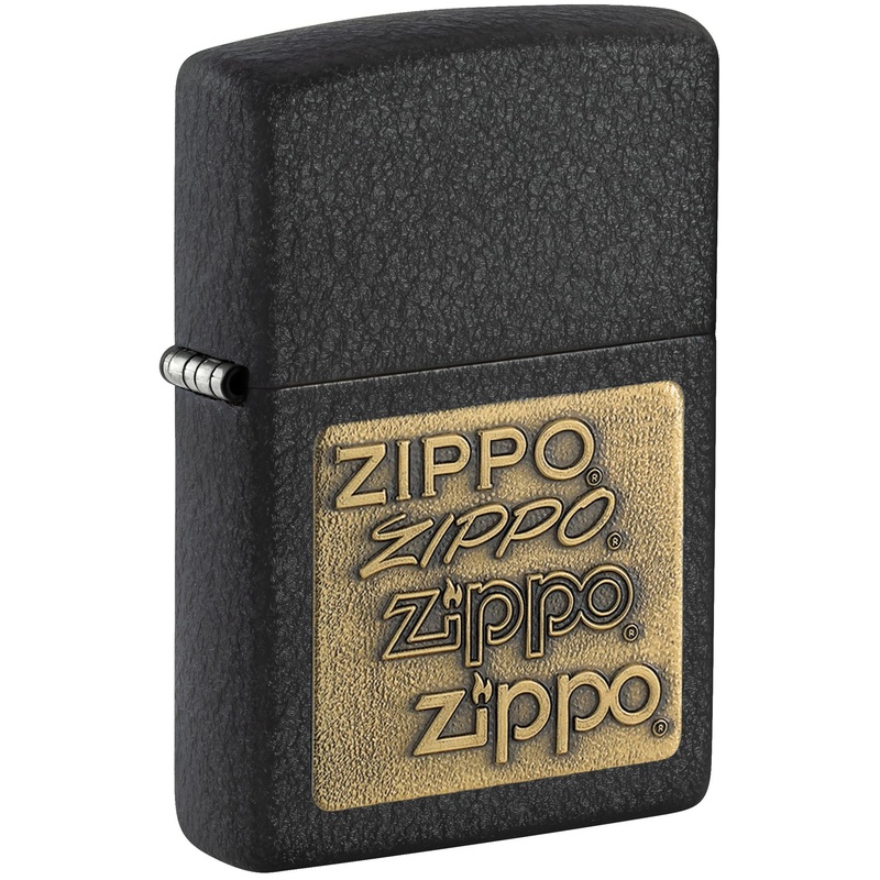 Black Crackle Gold Zippo Logo