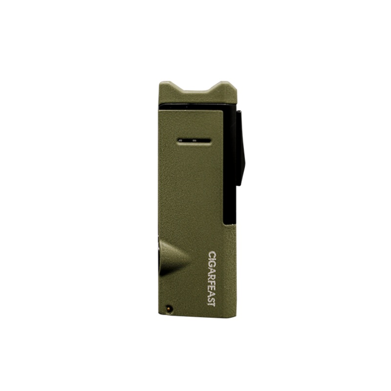 CIGARFEAST CIGAR LIGHTER 3 JET TORCH BLUE FLAME GAS BUTANE REFILLABLE WINDPROOF LIGHTERS CIGAR SMOKING ACCESSORIES FOR GIFT BOX Army Green