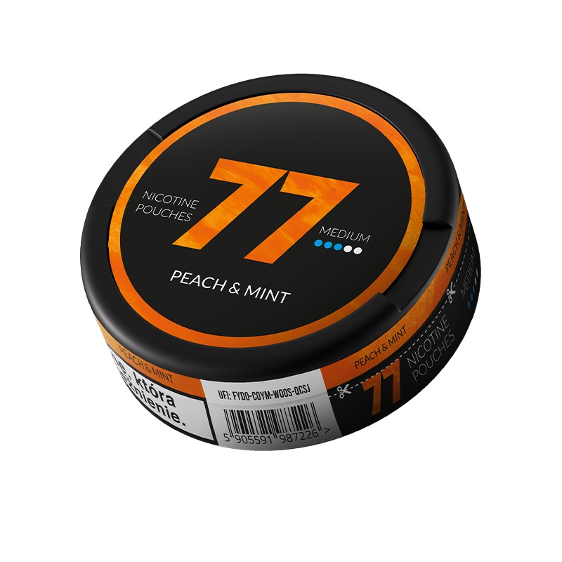 77 Nicotine Pouches Peach Mint 10mg – 5 Pack