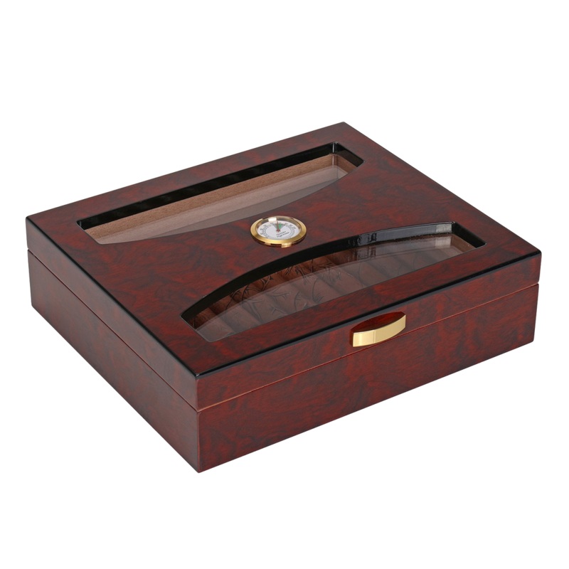 Woodronic Buckler Cigar Humidor, 20-35 CT, Mahogany Finish A5036