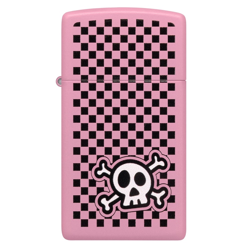 Zippo Lighter – Slim Checkered Skull