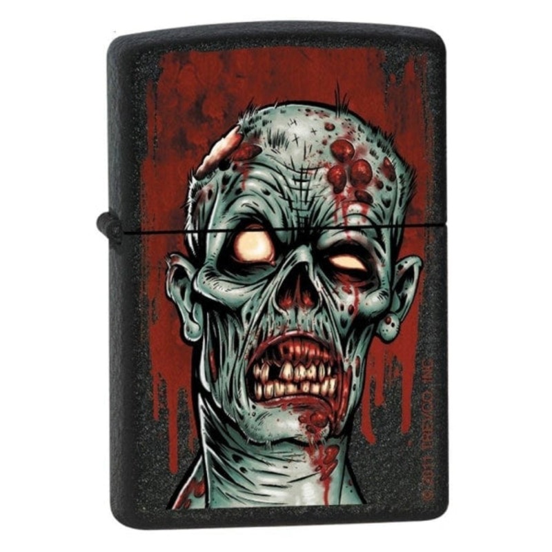 Zippo Lighter – Zombie Head Black Crackle