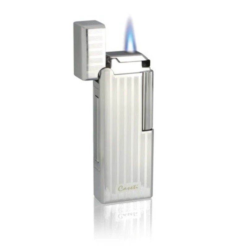 Caseti Echelon Flint Jet Lighter – Chrome Plated Vertical Lines