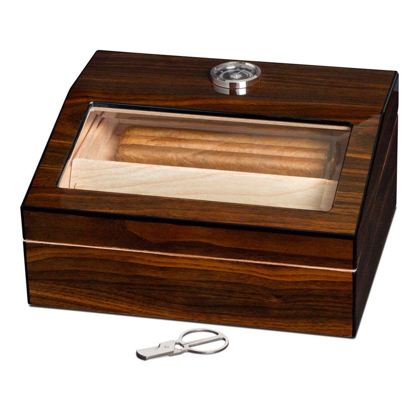 Visol Captain Walnut Finish 40 Cigar Humidor