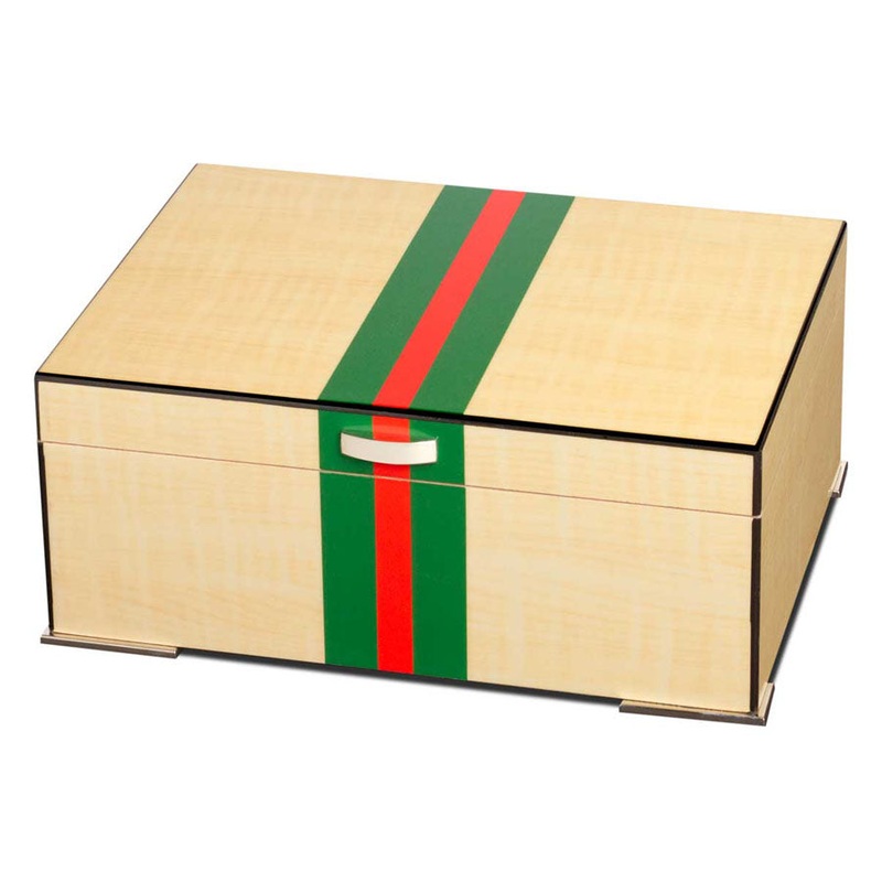 Visol Regio Red and Green Striped Humidor – Holds 75 Cigars