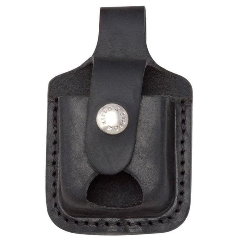 Zippo Lighter Black Leather Pouch with Loop and Thumb Notch