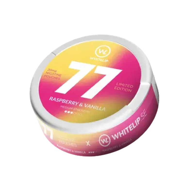 77 Nicotine Pouch Raspberry & Vanilla 10mg – 5 Pack