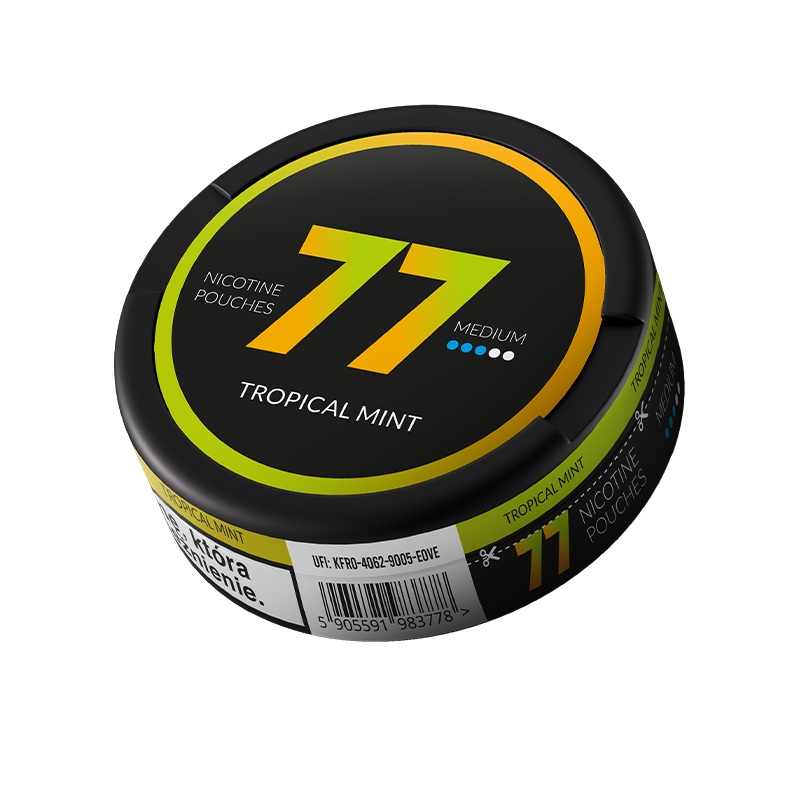77 Nicotine Pouches Tropical Mint 10mg – 5 Pack
