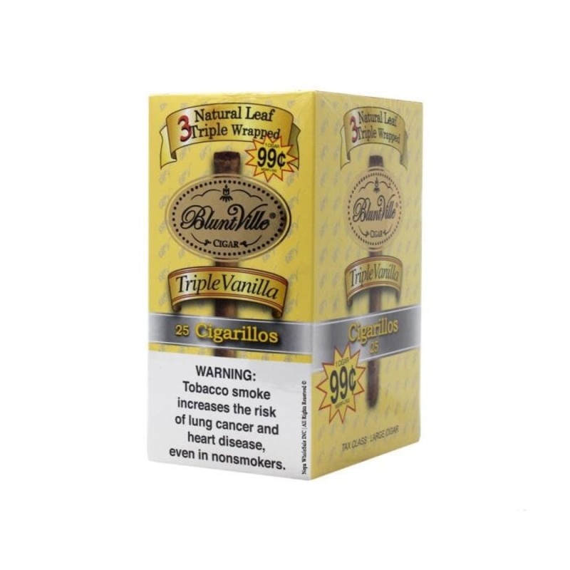 Bluntville Vanilla Triple Wrapped Cigars Vanilla Box of 25