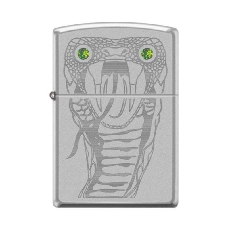 Zippo Lighter – Snake Eyes w/ Green Swarovski High Polish Chrome