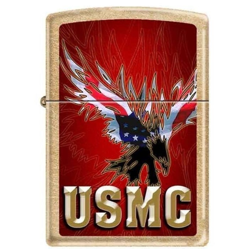 Zippo Lighter – USMC Eagle Gold Dust Finish