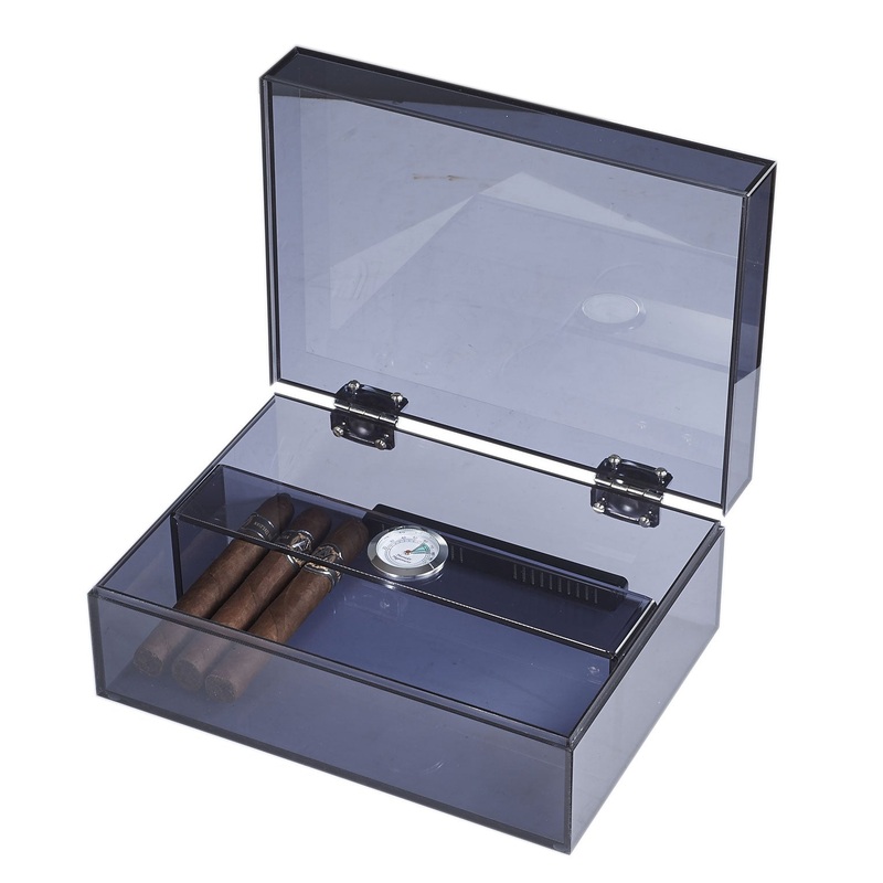 Visol Leo Transparent Navy Blue Humidor – Holds 50 Cigars