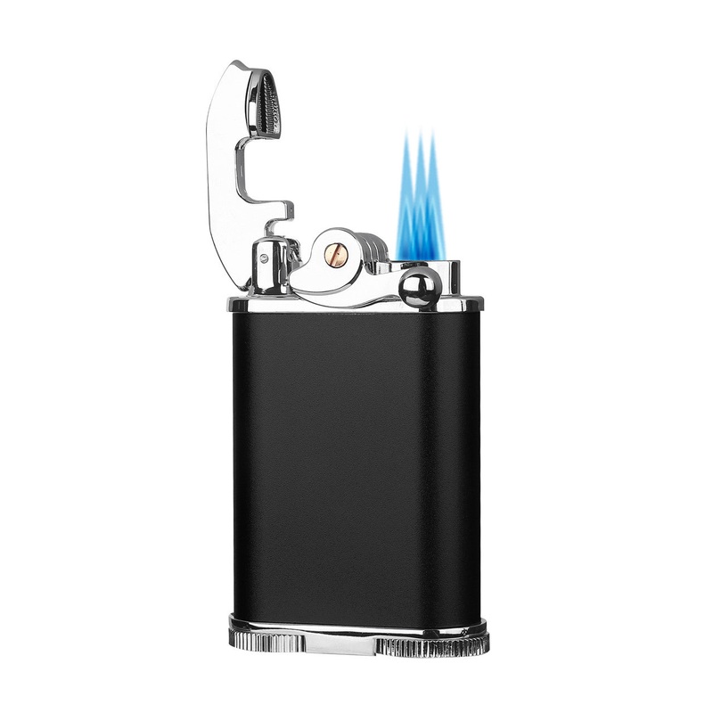 Visol Retro Triple Flame Cigar Lighter – Black & Chrome