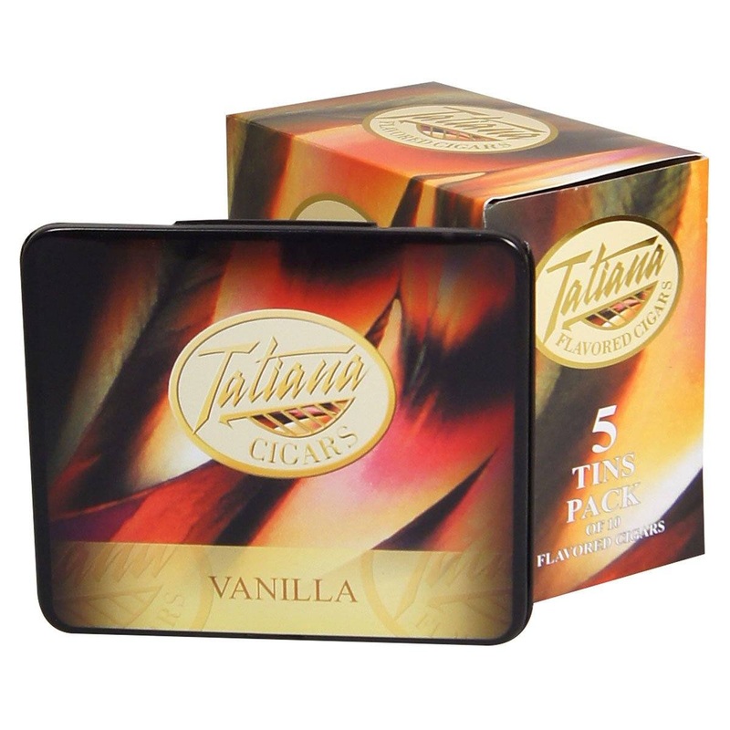 Tatiana Mini Vanilla Cigarillos Vanilla (3.5″ x 26) 5 Tins of 10