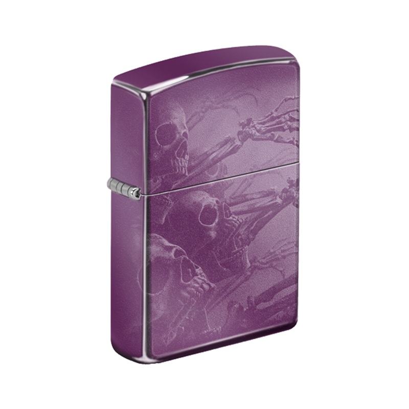 Zippo Lighter – Zombie Skeletons Purple Finish
