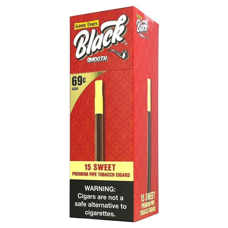 Good Times Black Smooth Sweet Cigars Sweet 15ct Upright