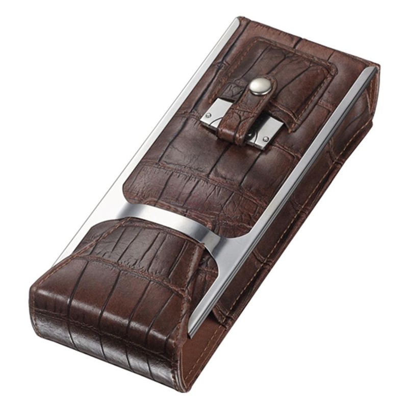 Alton Brown Leather Cigar Case, Cutter & Flask Kit