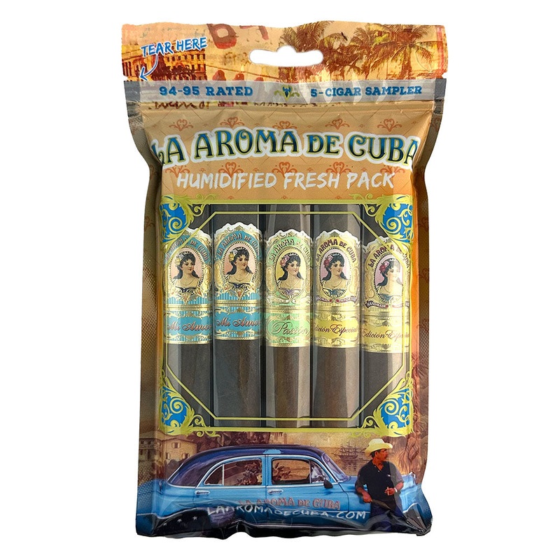 La Aroma de Cuba 94-95 Rated Fresh Pack Sampler Assortment Fresh Pack of 5