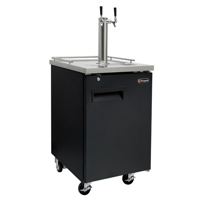 24″ Wide Dual Tap Black Commercial Kegerator