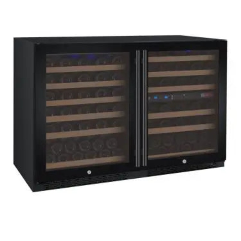Allavino 47″ Wide FlexCount II Tru-Vino 112 Bottle Three Zone Black Side-by-Side Wine Refrigerator
