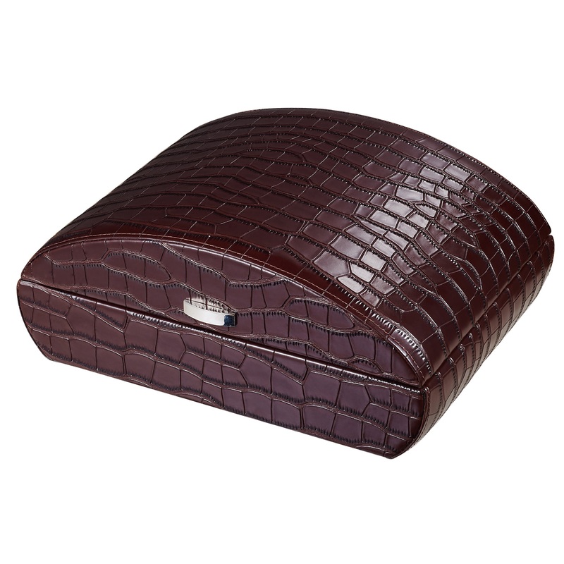 Visol Blake Crocodile Pattern Brown Leather Humidor – 35 Cigar ct