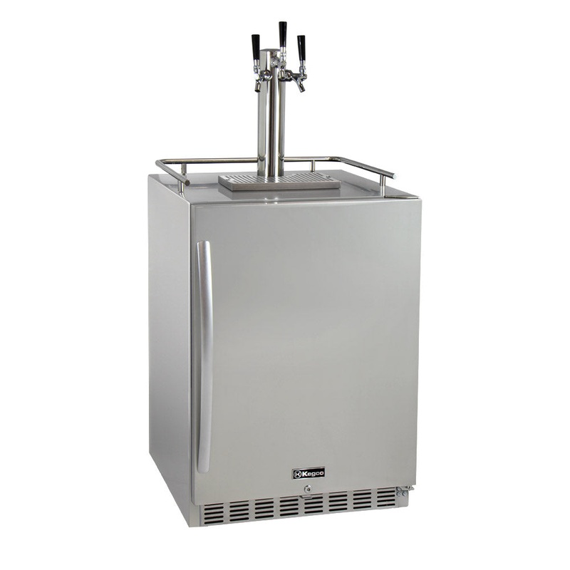 24″ Wide Triple Tap All Stainless Steel Outdoor Built-in Right Hinge Kegerator With Kit