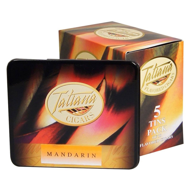 Tatiana Mini Mandarin Cigarillos Mandarin (3.5″ x 26) 5 Tins of 10