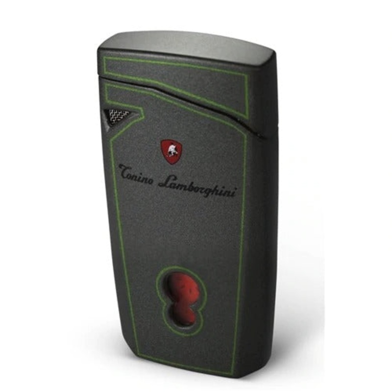 Tonino Lamborghini Magione Metallic Gray With Green Lines Torch Flame Cigar Lighter