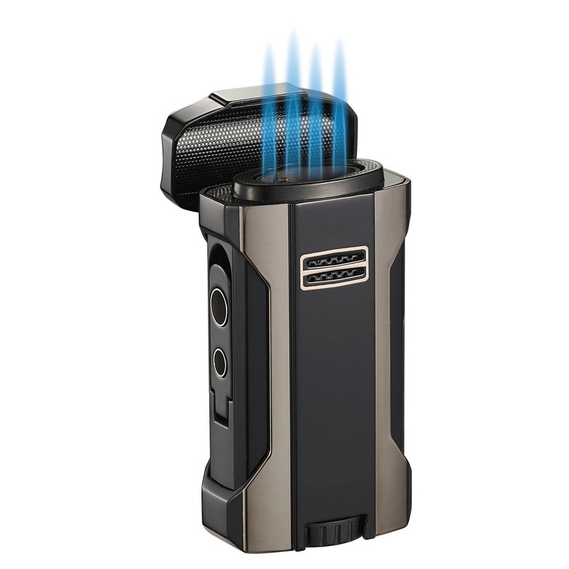 Visol Rhino 2.0 Black & Gunmetal Quad Flame Cigar Lighter