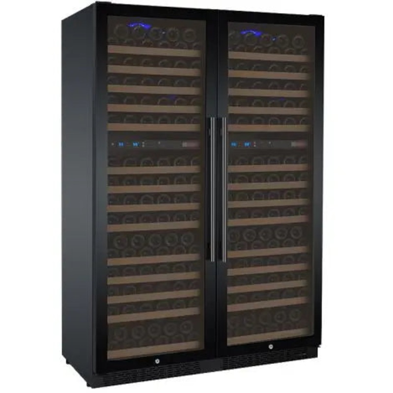 Allavino 47″ Wide FlexCount II Tru-Vino 344 Bottle Four Zone Black Side-by-Side Wine Refrigerator