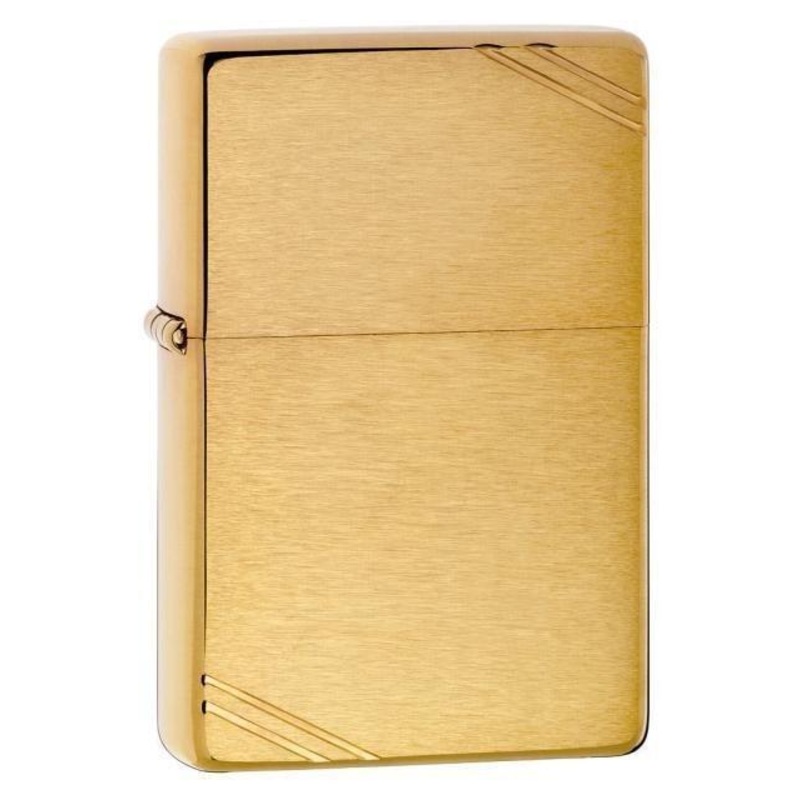 Zippo Lighter – Vintage Brushed Brass w/ Slashes