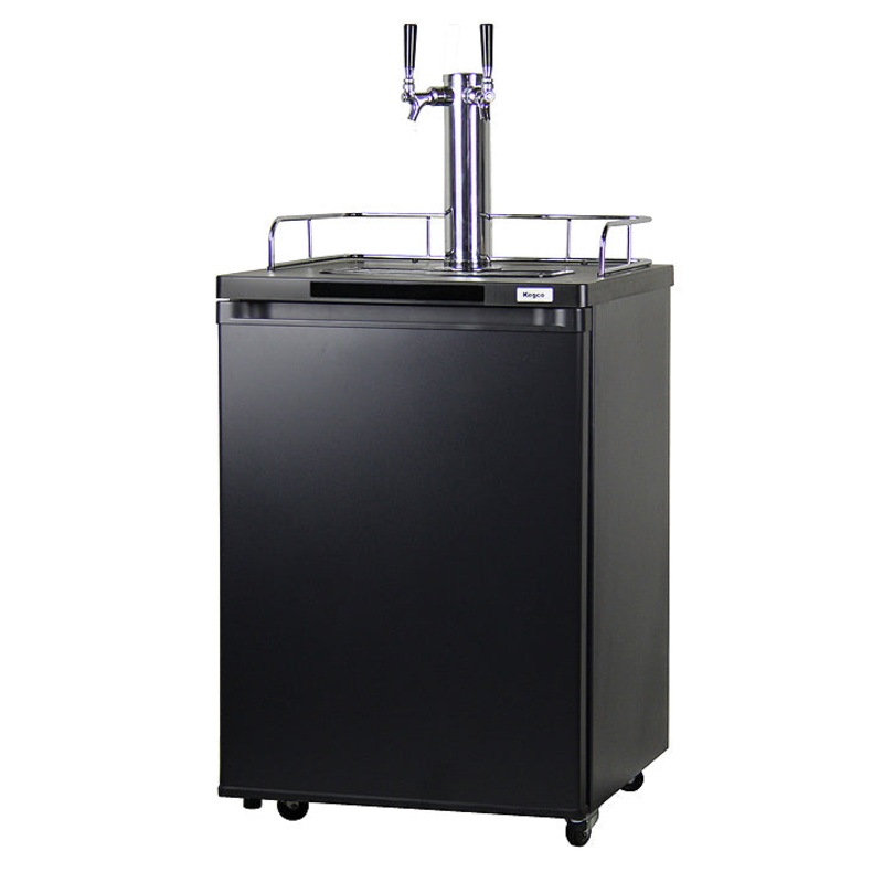 24″ Wide Homebrew Dual Tap Black Kegerator