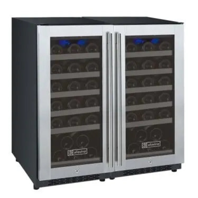 Allavino 30″ Wide FlexCount II Tru-Vino 60 Bottle Dual Zone Stainless Steel Side-by-Side Wine Refrigerator