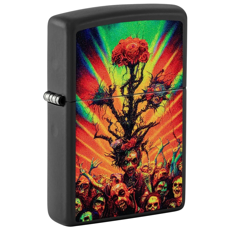 Zippo Lighter: Colorful Zombies Design – Black Matte 48956