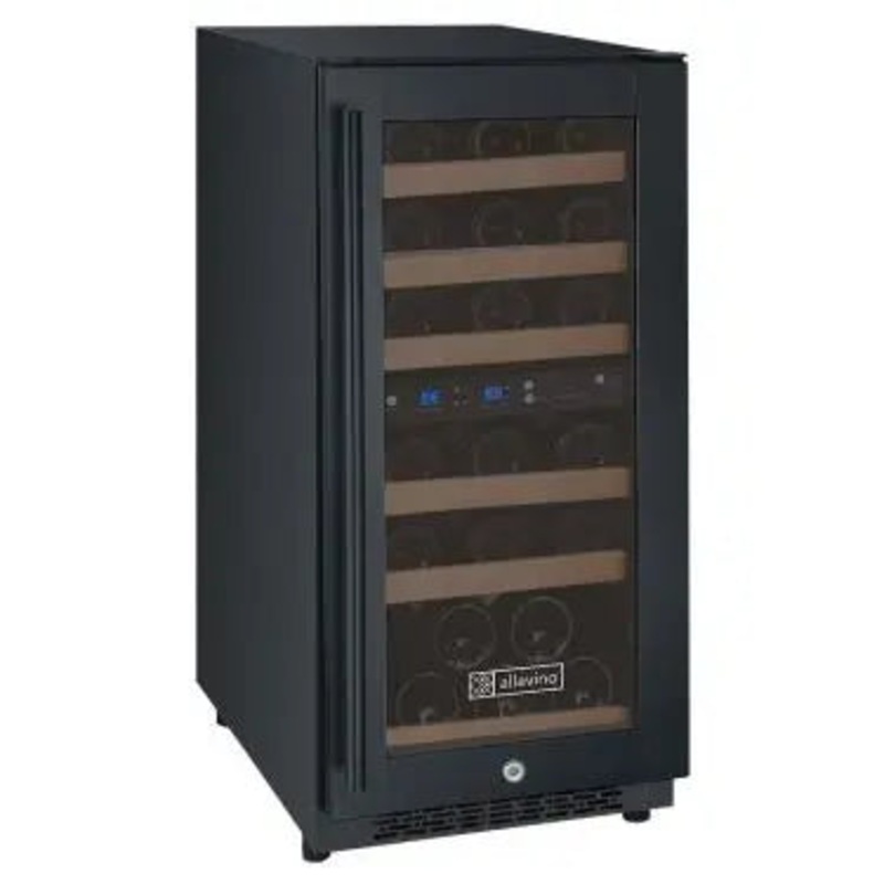 Allavino 15″ Wide FlexCount II Tru-Vino 30 Bottle Dual Zone Black Wine Refrigerator