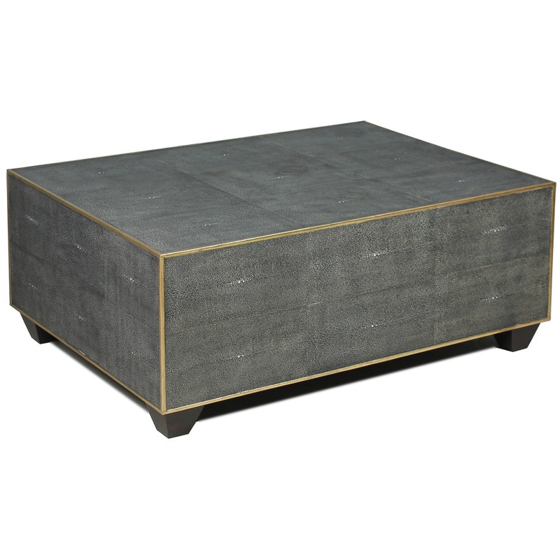 Grey Leather Shagreen Cocktail Table by Sarreid