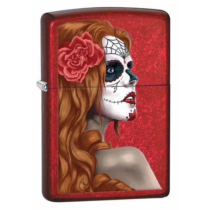 Zippo Lighter: Day of the Dead – Candy Apple Red 28830