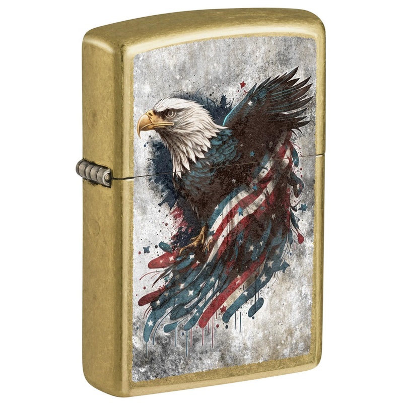 Zippo Lighter: Eagle and Flag, Distressed Look – Street Brass 81682