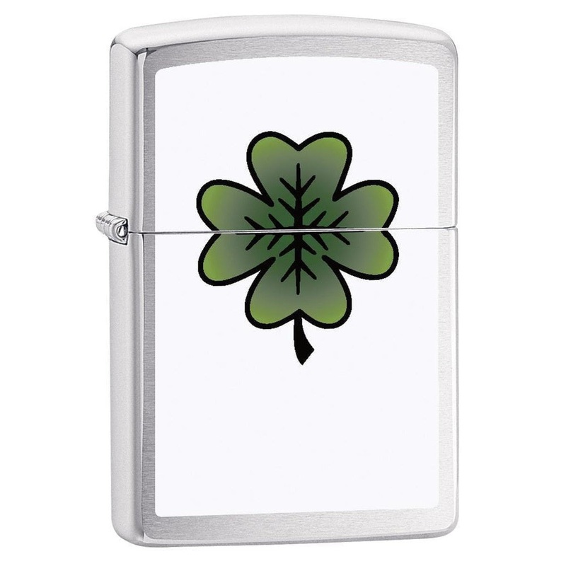 Zippo Lighter: Four Leaf Clover – Brushed Chrome 79113